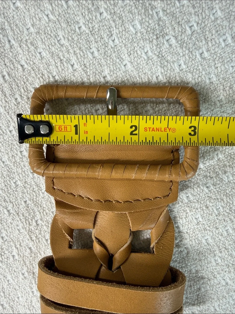 Chicos wide leather tan woven braided belt